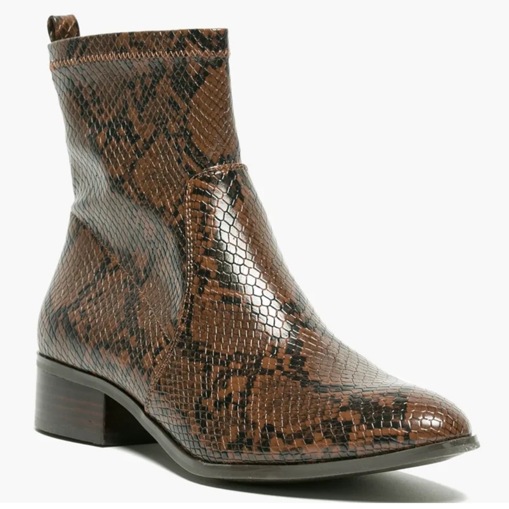 Aldo Brown Snake-Print Ankle Boot